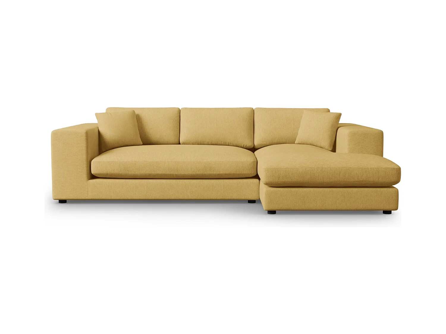 CXL by Christian Lacroix - Canapé d'angle droit "Tendance" 5 places en tissu structurel jaune - 282x174x72cm