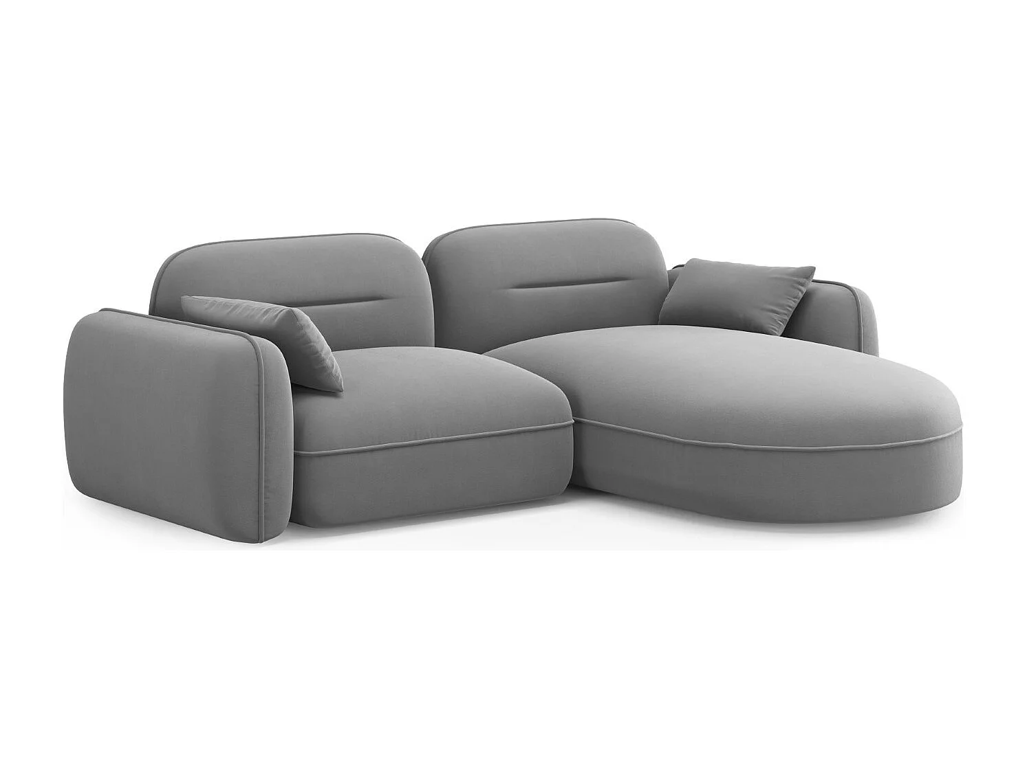 Cosmopolitan Design - 3-Sitzer modulares Ecksofa rechts "Sydney" aus Samt hellgrau - 230x165x70cm