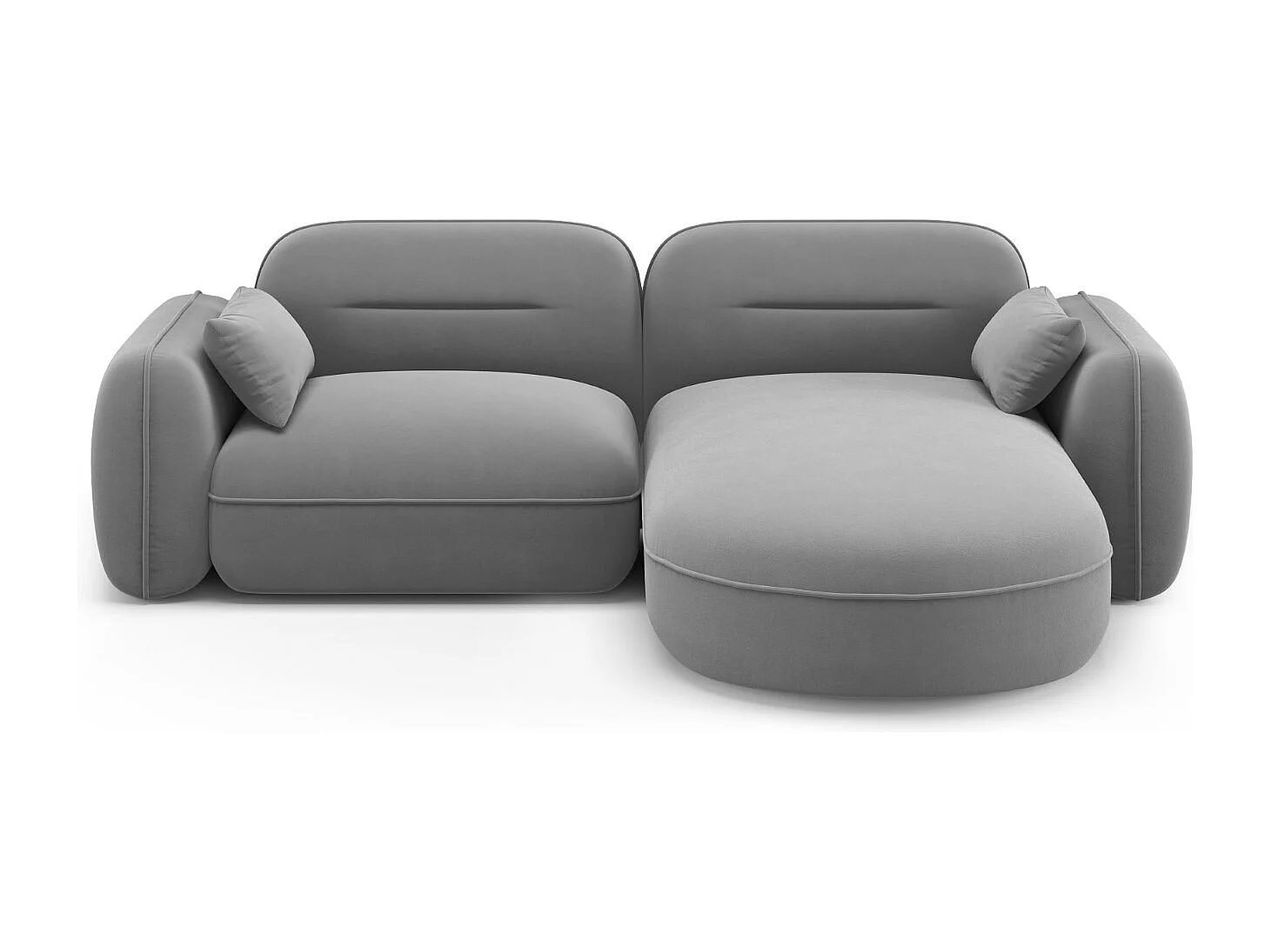 Cosmopolitan Design - Canapé d'angle droit modulable "Sydney" 3 places en velours gris clair - 230x165x70cm