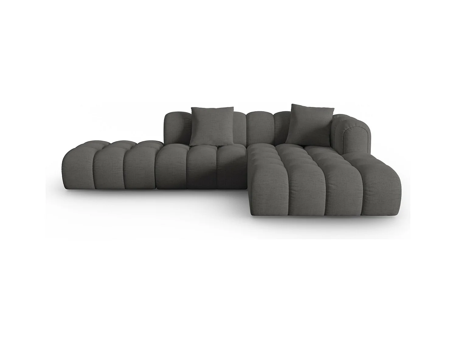 CXL by Christian Lacroix - 4-Sitzer modulares Ecksofa rechts "Clotilde" Sitzer aus strukturiertem Stoff grau - 309x190x70cm