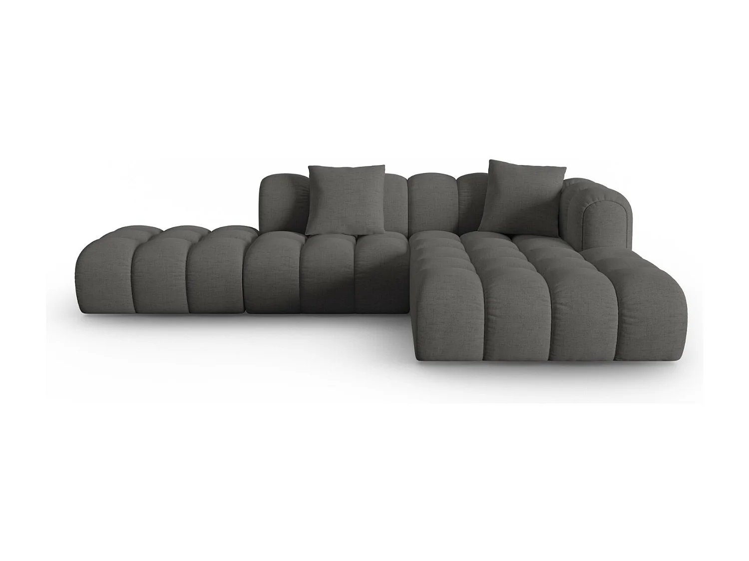 CXL by Christian Lacroix - Modulaire hoekbank rechts "Clotilde" 4 zitplaatsen, Structurele stof, Grijs - 309x190x70cm