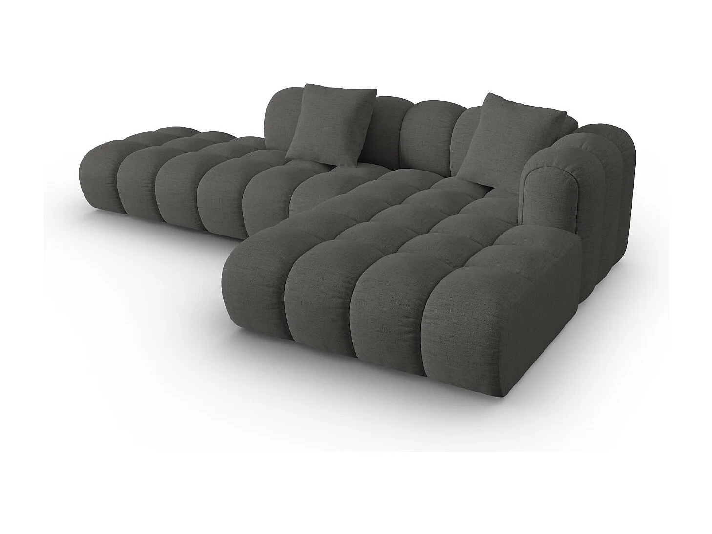 CXL by Christian Lacroix - Modulaire hoekbank rechts "Clotilde" 4 zitplaatsen, Structurele stof, Grijs - 309x190x70cm