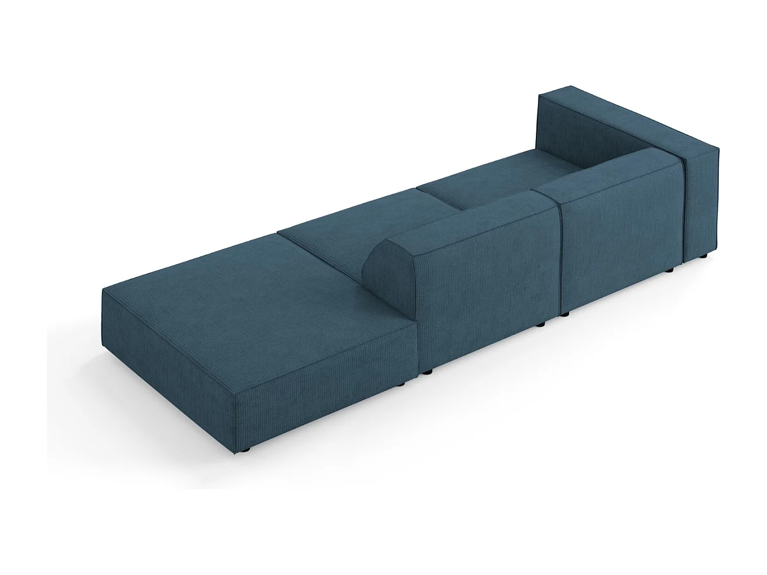 Cosmopolitan Design - Sofá derecho "Arendal" 4 plazas de tejido chenilla con efecto acanalado azul marino - 262x102x70cm