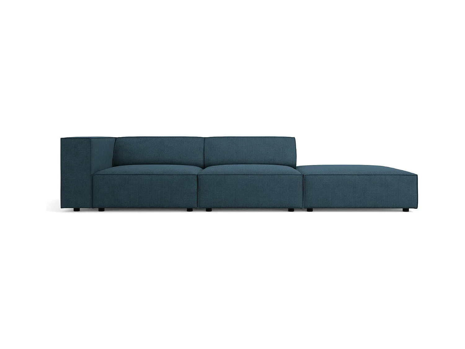 Cosmopolitan Design - Rechte bank "Arendal" 4 zitplaatsen, Chenille met ribbeleffect, Marineblauw - 262x102x70cm