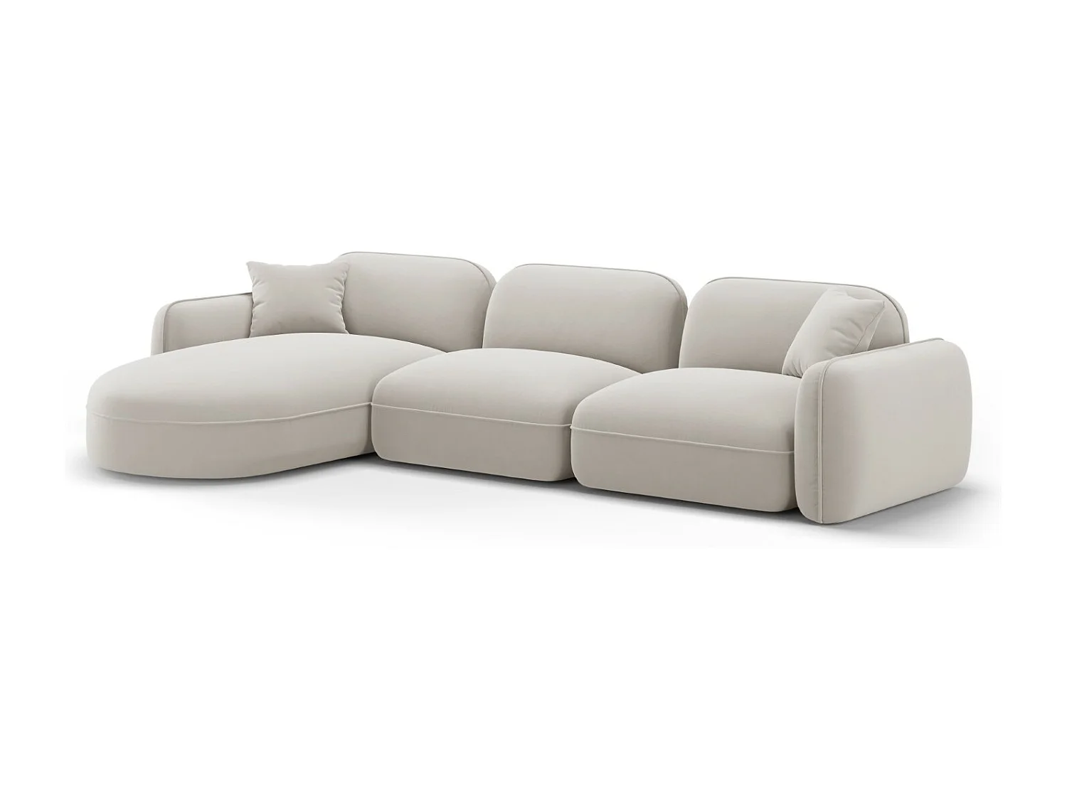 CXL by Christian Lacroix - Sofá esquinero modular izquierdo "Lucien" 4 plazas de terciopelo beige claro - 320x165x70cm