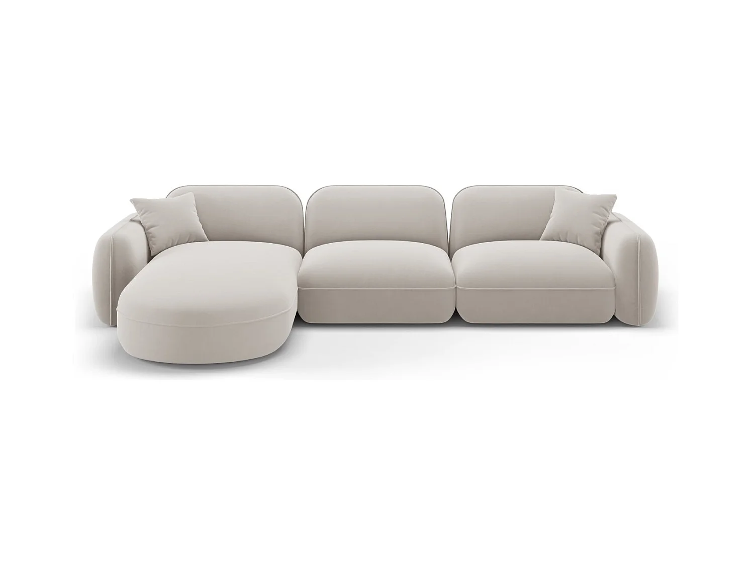 CXL by Christian Lacroix - Modulaire hoekbank links "Lucien" 4 zitplaatsen, Flueel, Lichtbeige - 320x165x70cm