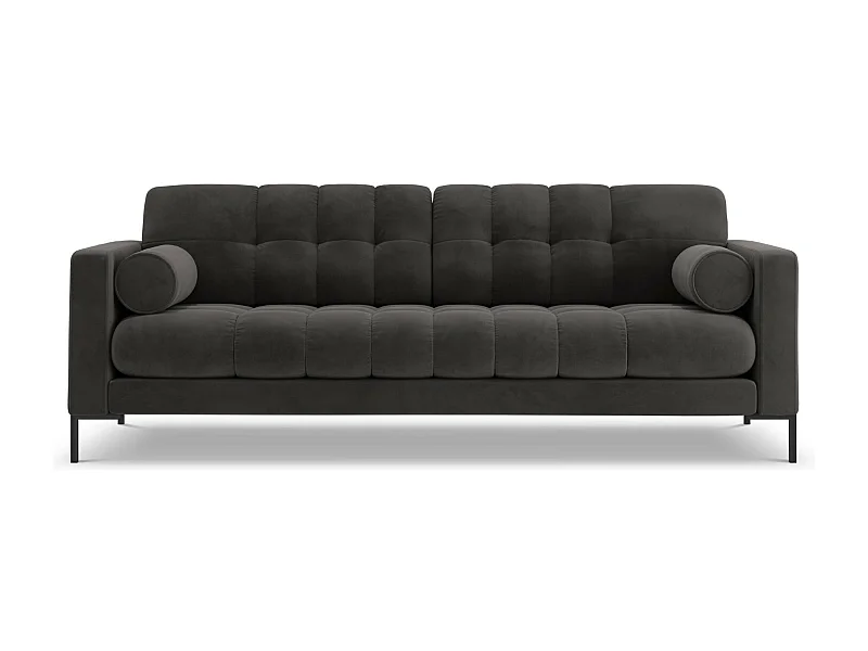 Cosmopolitan Design - Sofa, "Bali" 3 miejsca welur, szary ciemny - 177x92x75cm