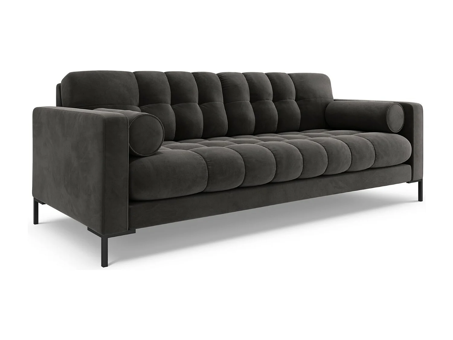 Cosmopolitan Design - Sofá "Bali" 3 plazas de terciopelo gris oscuro - 177x92x75cm