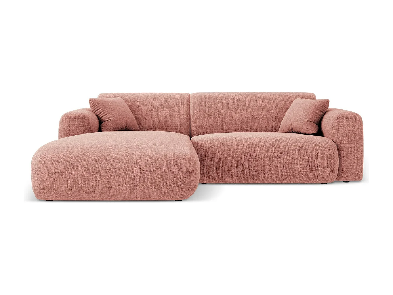 Cosmopolitan Design - 4-Sitzer Ecksofa links "Nolio" aus Chenille-Stoff rosa - 235x170x72cm