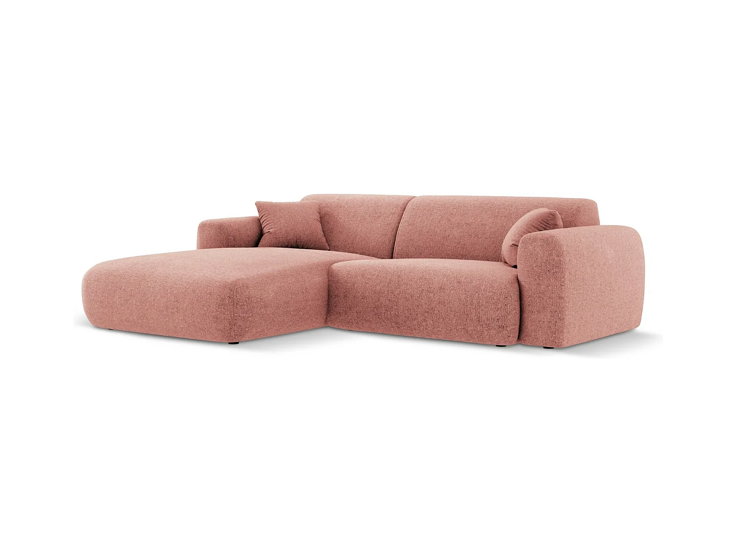 Cosmopolitan Design - 4-Sitzer Ecksofa links "Nolio" aus Chenille-Stoff rosa - 235x170x72cm