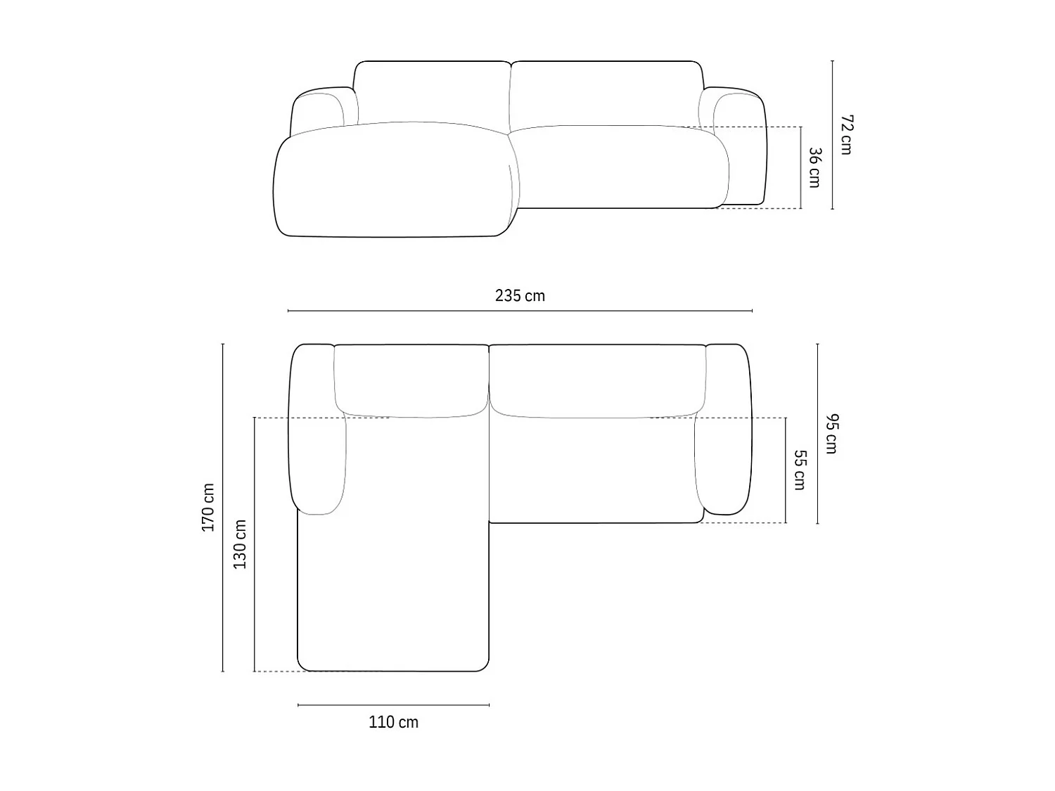 Cosmopolitan Design - 4-Sitzer Ecksofa links "Nolio" aus Chenille-Stoff rosa - 235x170x72cm