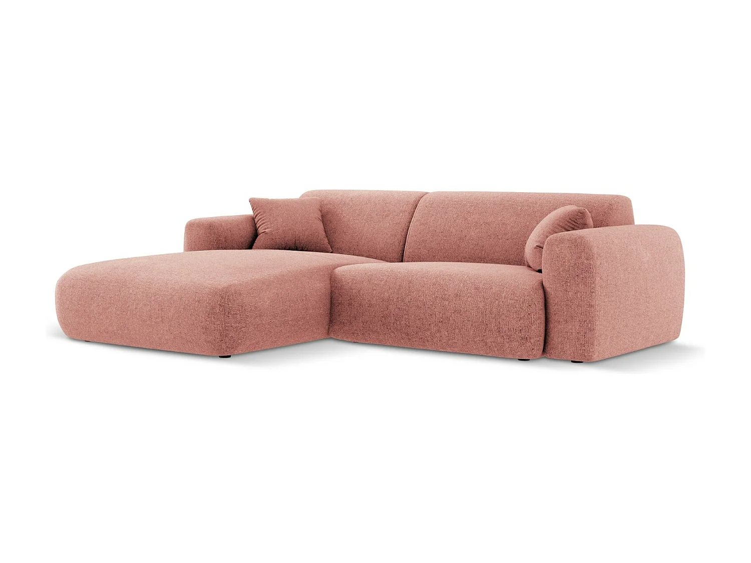 Cosmopolitan Design - Canapé d'angle gauche "Nolio" 4 places en chenille rose - 235x170x72cm