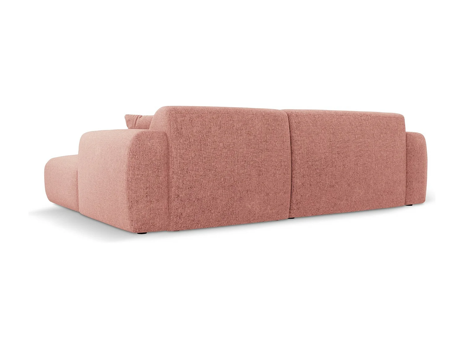 Cosmopolitan Design - Canapé d'angle gauche "Nolio" 4 places en chenille rose - 235x170x72cm