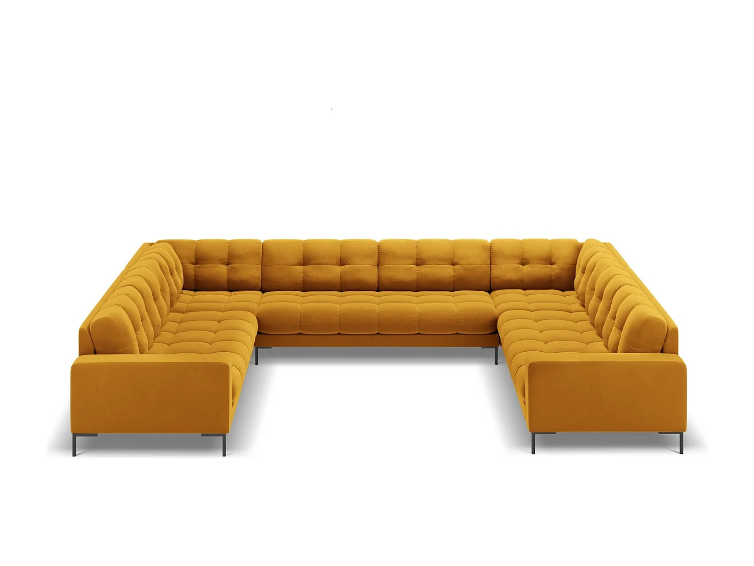 Cosmopolitan Design - Panoramische bank "Bali" 9 zitplaatsen, Flueel, GEEL - 327x256x75cm