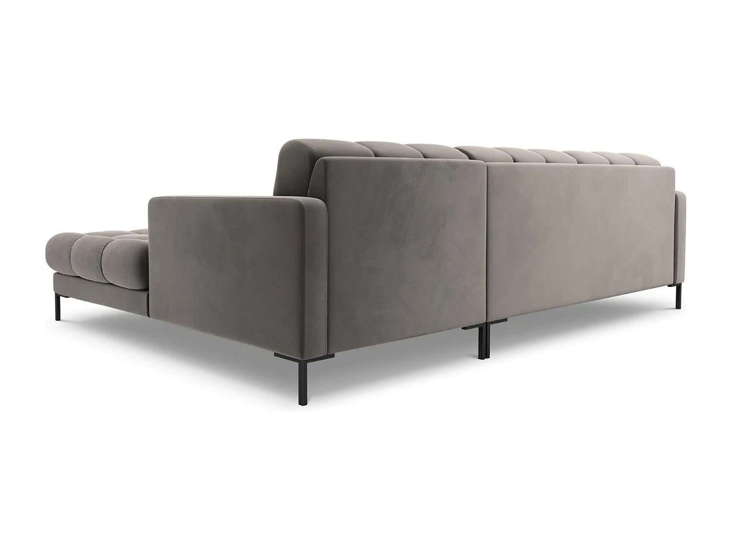 Cosmopolitan Design - 5-Sitzer Ecksofa rechts "Bali" aus Samt hellgrau - 293x185x75cm