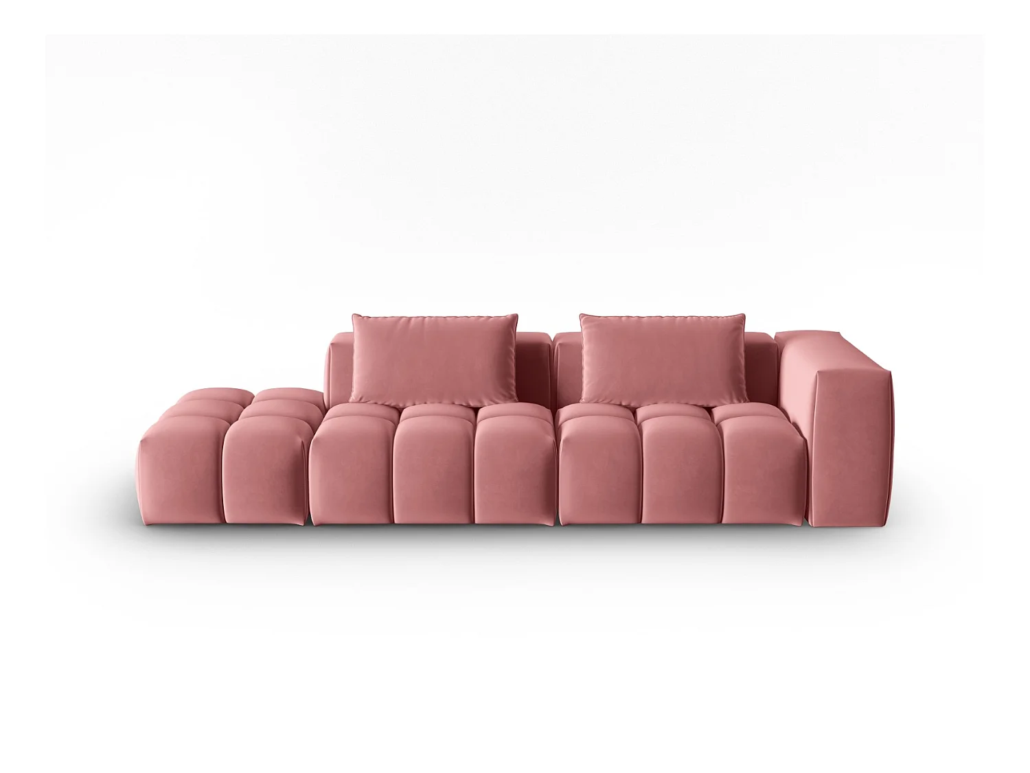 CXL by Christian Lacroix - Canapé modulable gauche "Lorella" 3 places en velours saumon - 265x85x70cm