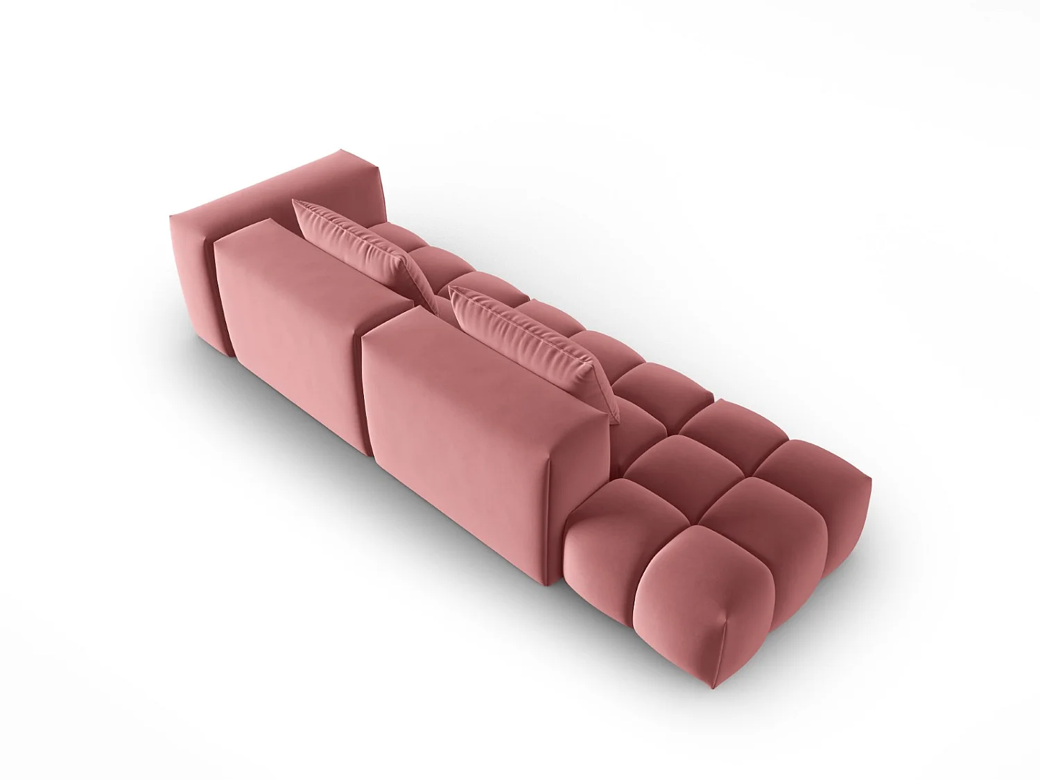 CXL by Christian Lacroix - Canapé modulable gauche "Lorella" 3 places en velours saumon - 265x85x70cm