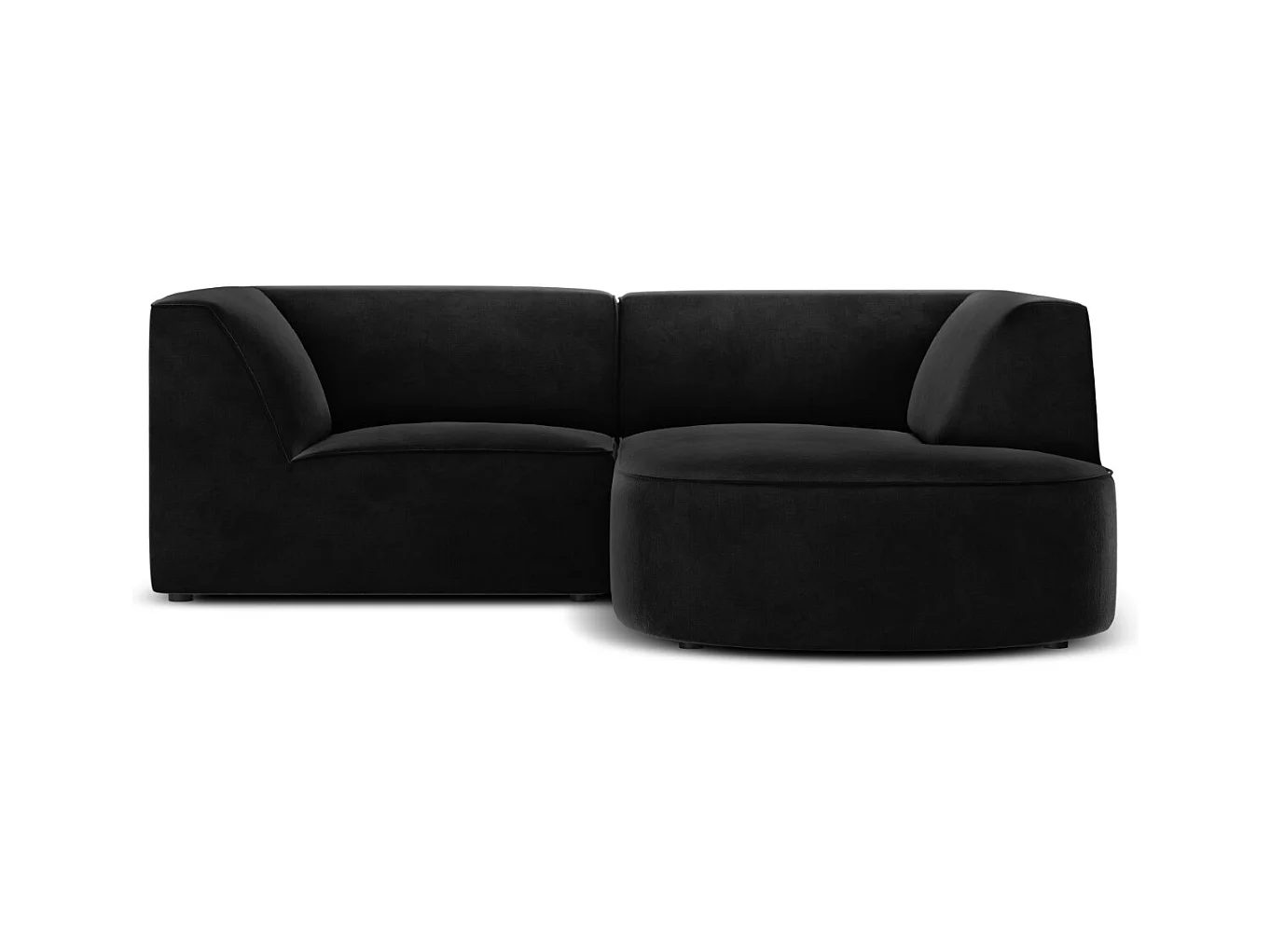 CXL by Christian Lacroix - Rechter hoekbank "Charles" 3 zitplaatsen, Flueel, Zwart - 186x180x69cm