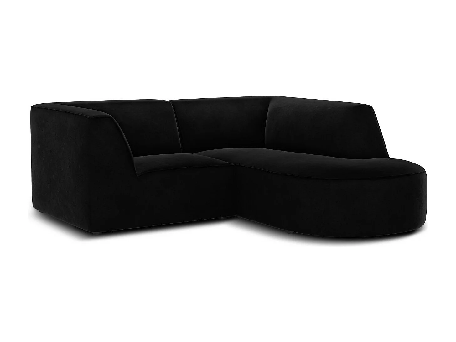 CXL by Christian Lacroix - Sofá de canto direito "Charles" 3 lugares em veludo preto - 186x180x69cm