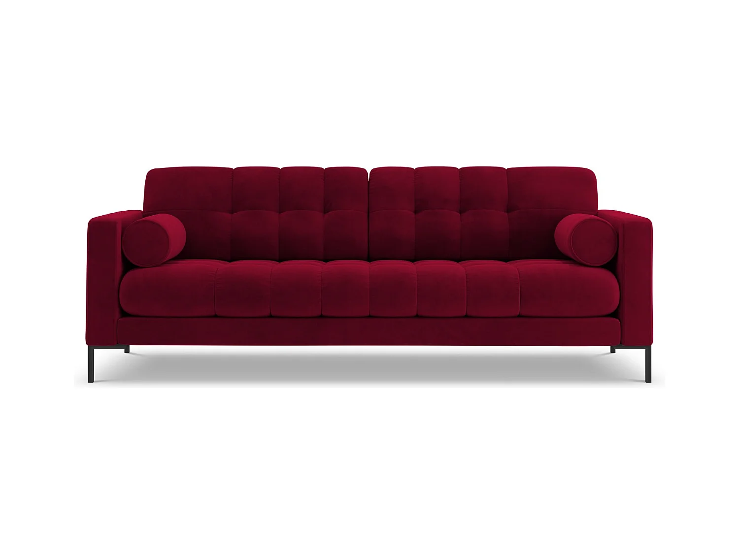 Cosmopolitan Design - Bank "Bali" 4 zitplaatsen, Flueel, Rood - 217x92x75cm