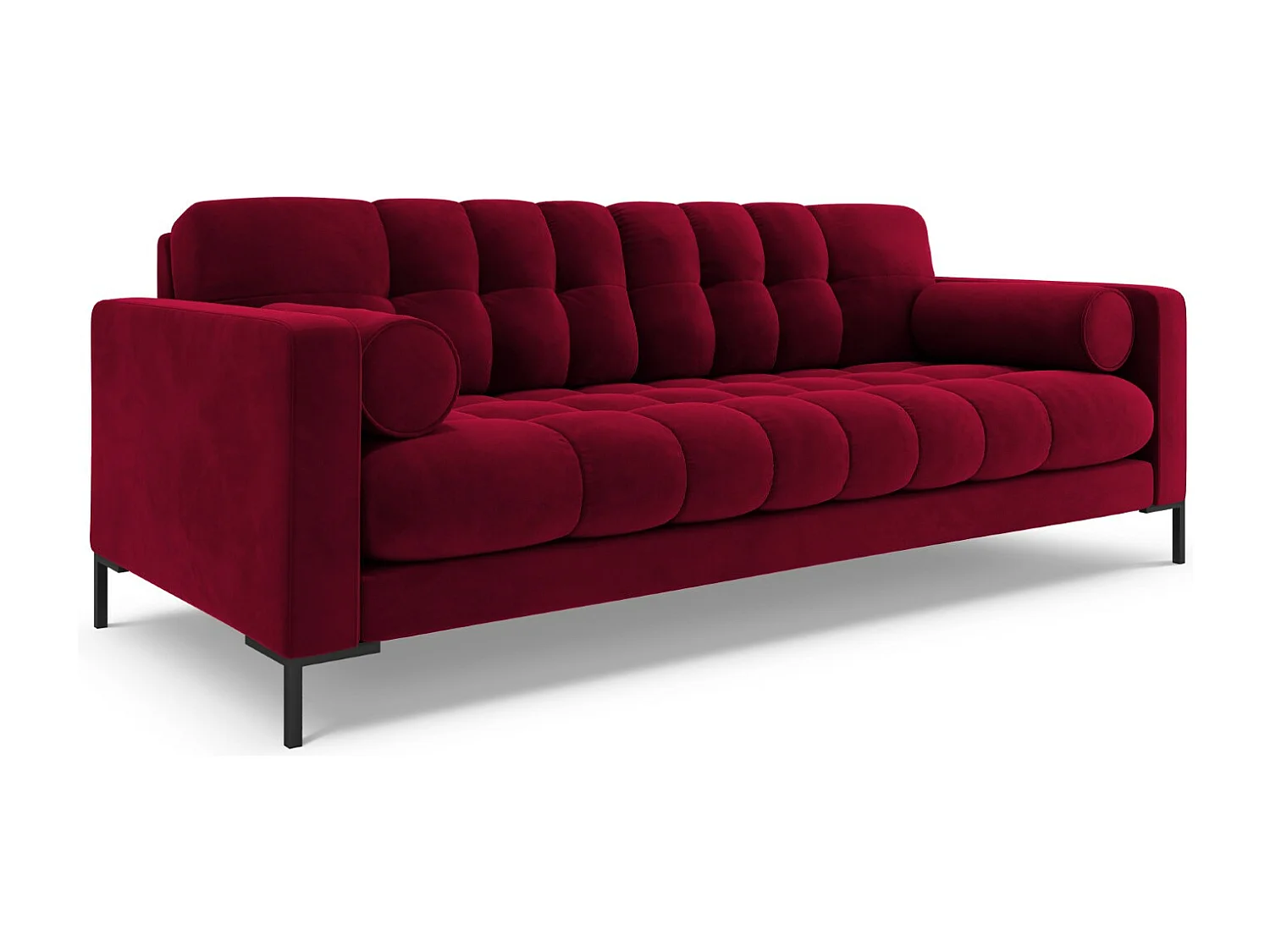 Cosmopolitan Design - Sofá "Bali" 4 lugares em veludo vermelho - 217x92x75cm