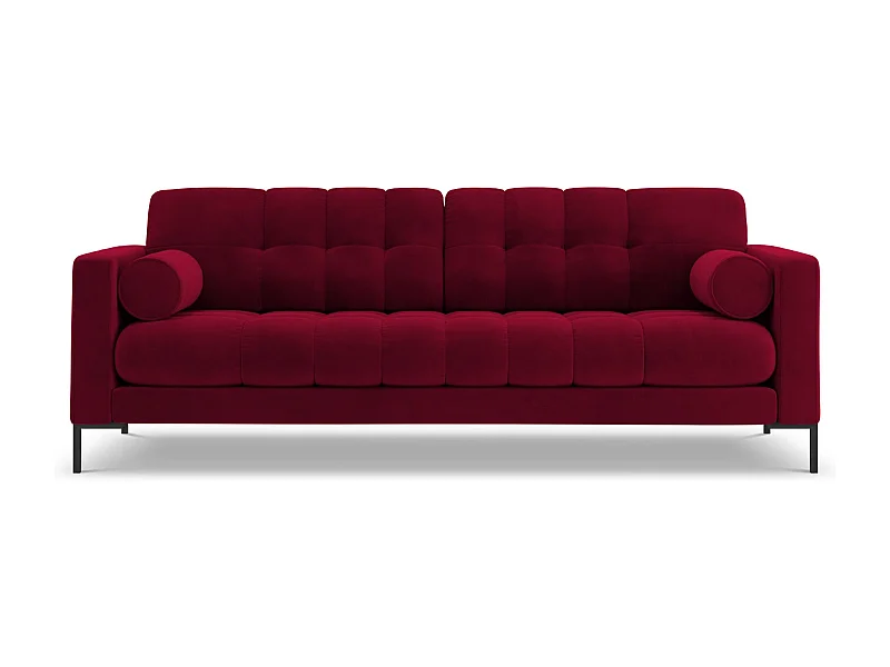 Cosmopolitan Design - Sofá "Bali" 4 lugares em veludo vermelho - 217x92x75cm