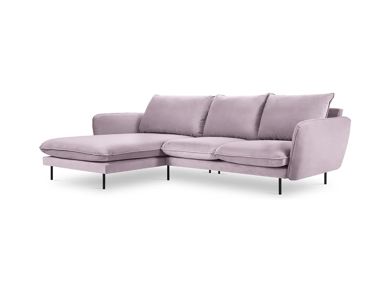 Cosmopolitan Design - Canapé d'angle gauche "Vienna" 5 places en velours lavande - 255x170x95cm