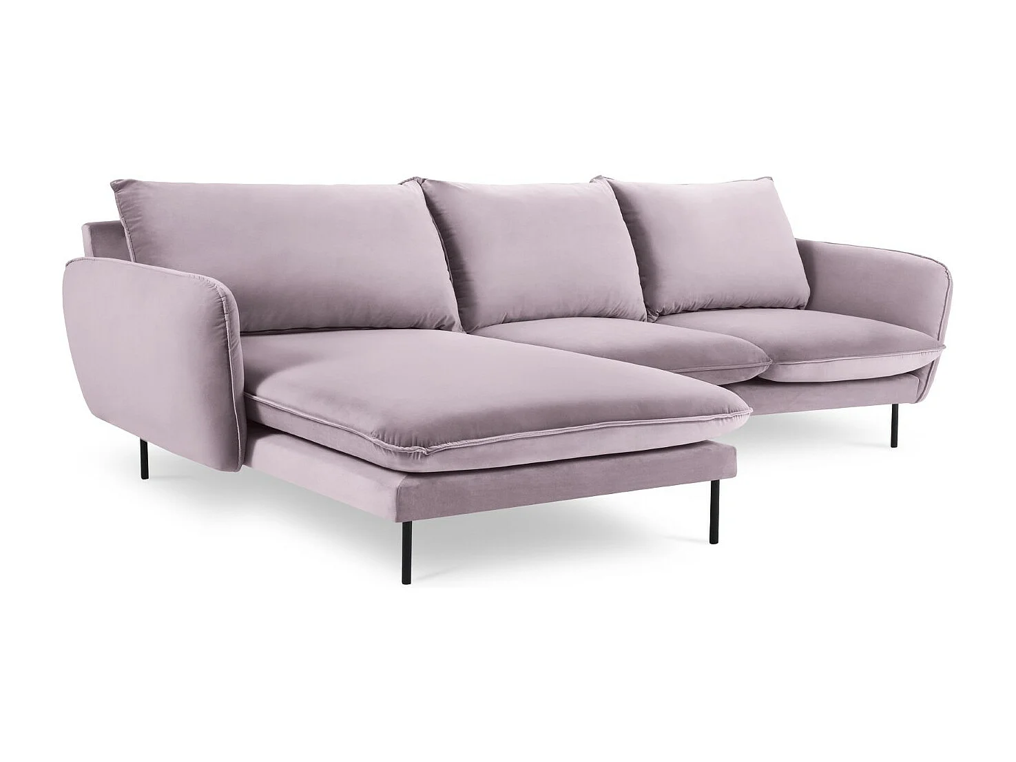 Cosmopolitan Design - Canapé d'angle gauche "Vienna" 5 places en velours lavande - 255x170x95cm