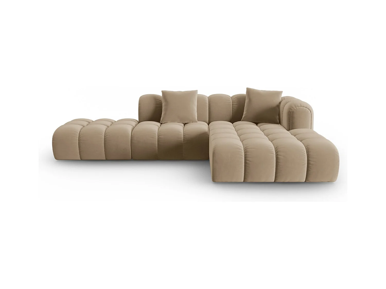 CXL by Christian Lacroix - Modulaire hoekbank rechts "Clotilde" 4 zitplaatsen, Flueel, Zand - 309x190x70cm