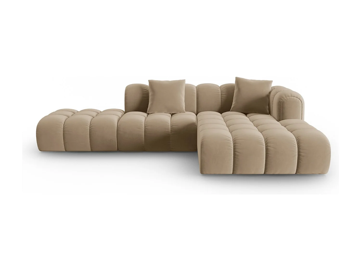 CXL by Christian Lacroix - Narożnik prawy panoramiczny, "Clotilde" 4 miejsca welur, piasek - 309x190x70cm