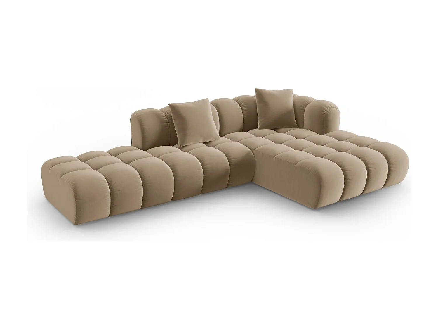 CXL by Christian Lacroix - Narożnik prawy panoramiczny, "Clotilde" 4 miejsca welur, piasek - 309x190x70cm