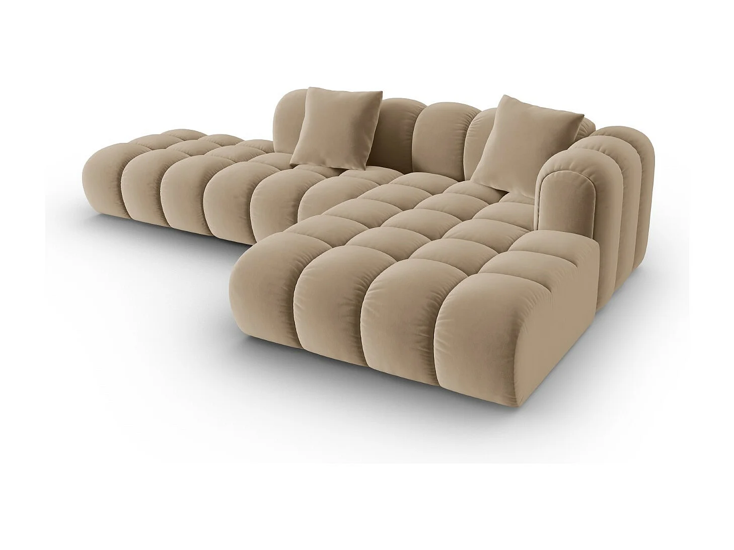 CXL by Christian Lacroix - Narożnik prawy panoramiczny, "Clotilde" 4 miejsca welur, piasek - 309x190x70cm