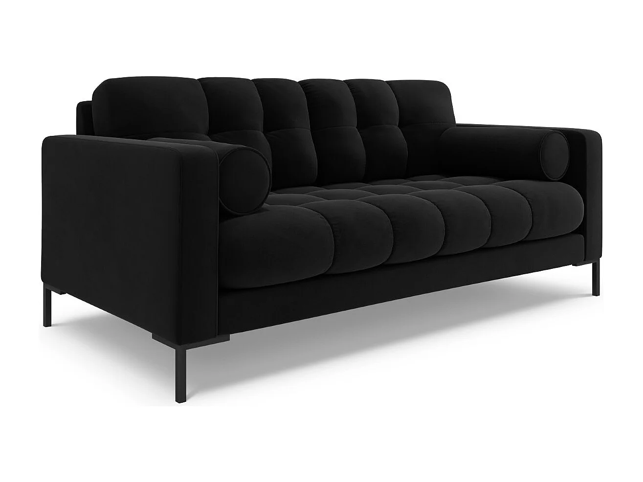 Cosmopolitan Design - 2-Sitzer Sofa "Bali" aus Samt schwarz - 152x92x75cm