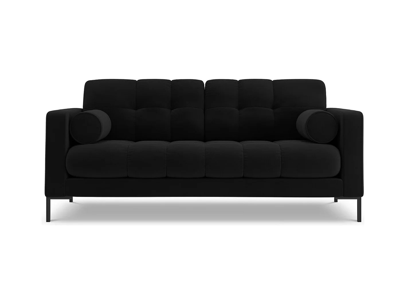Cosmopolitan Design - Canapé "Bali" 2 places en velours noir - 152x92x75cm