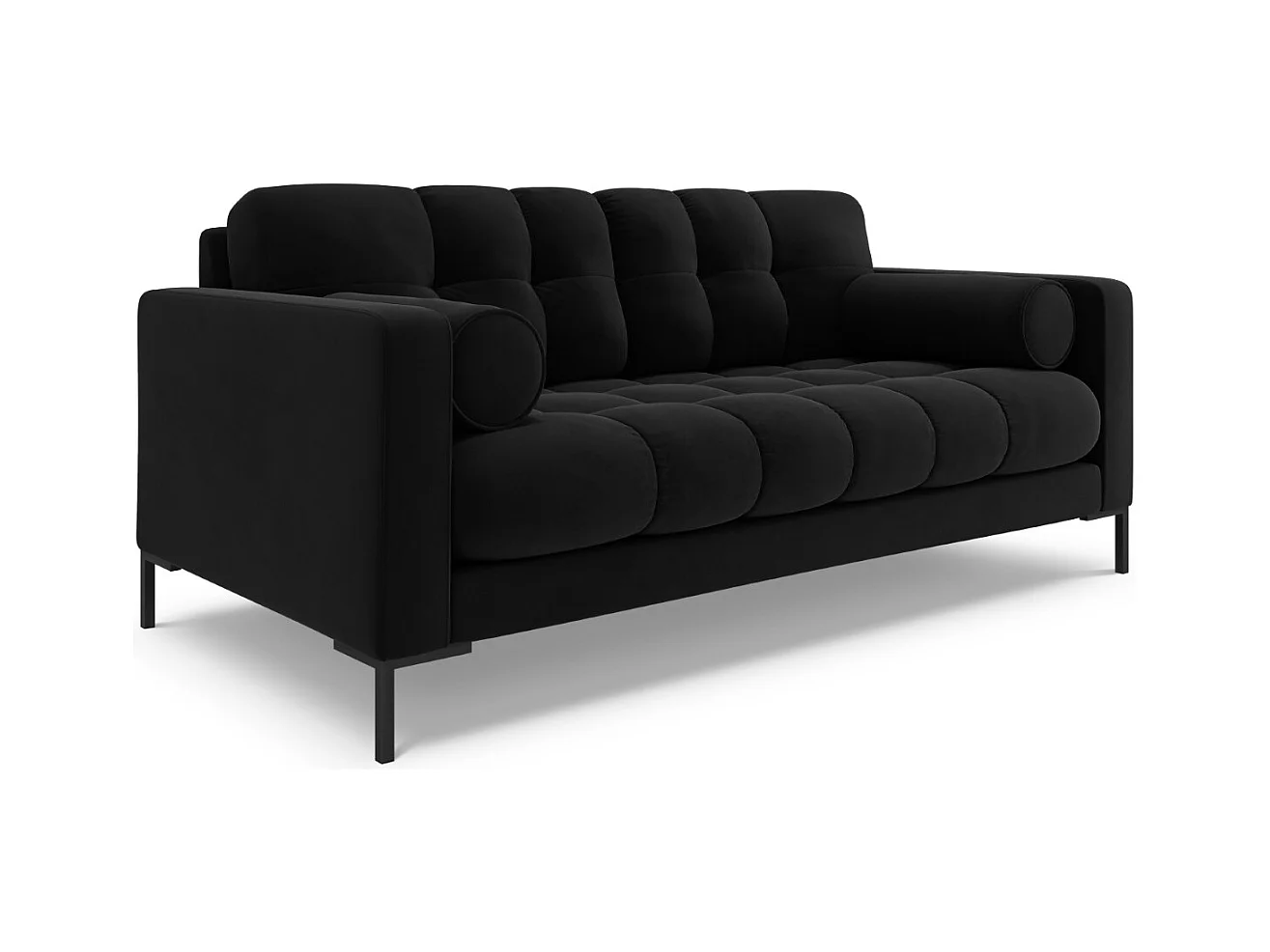Cosmopolitan Design - Canapé "Bali" 2 places en velours noir - 152x92x75cm