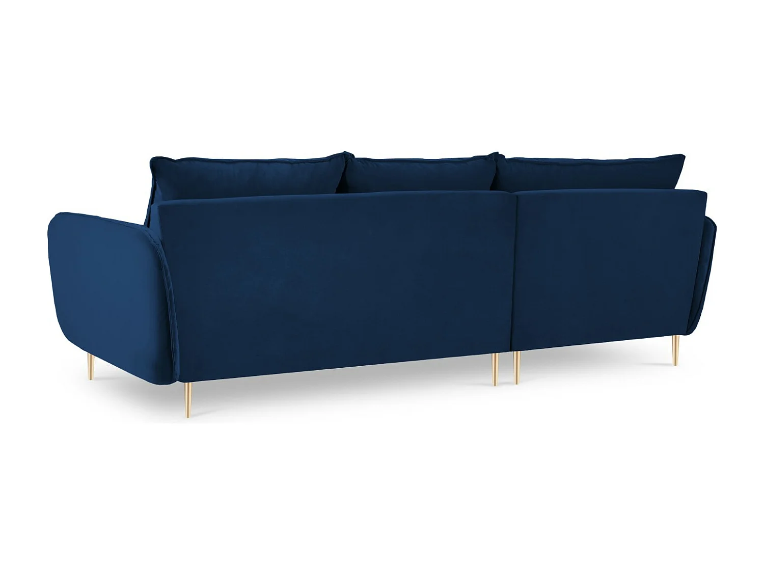 Cosmopolitan Design - Sofá esquinero izquierdo "Vienna" 5 plazas de terciopelo azul regio - 255x170x95cm