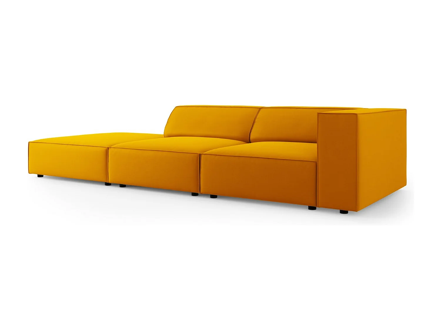 Cosmopolitan Design - Linker bank "Arendal" 4 zitplaatsen, Flueel, GEEL - 262x102x70cm