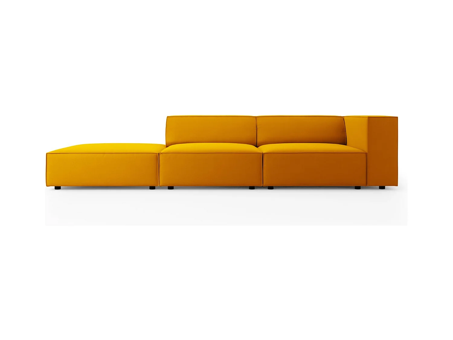 Cosmopolitan Design - Canapé gauche "Arendal" 4 places en velours jaune - 262x102x70cm