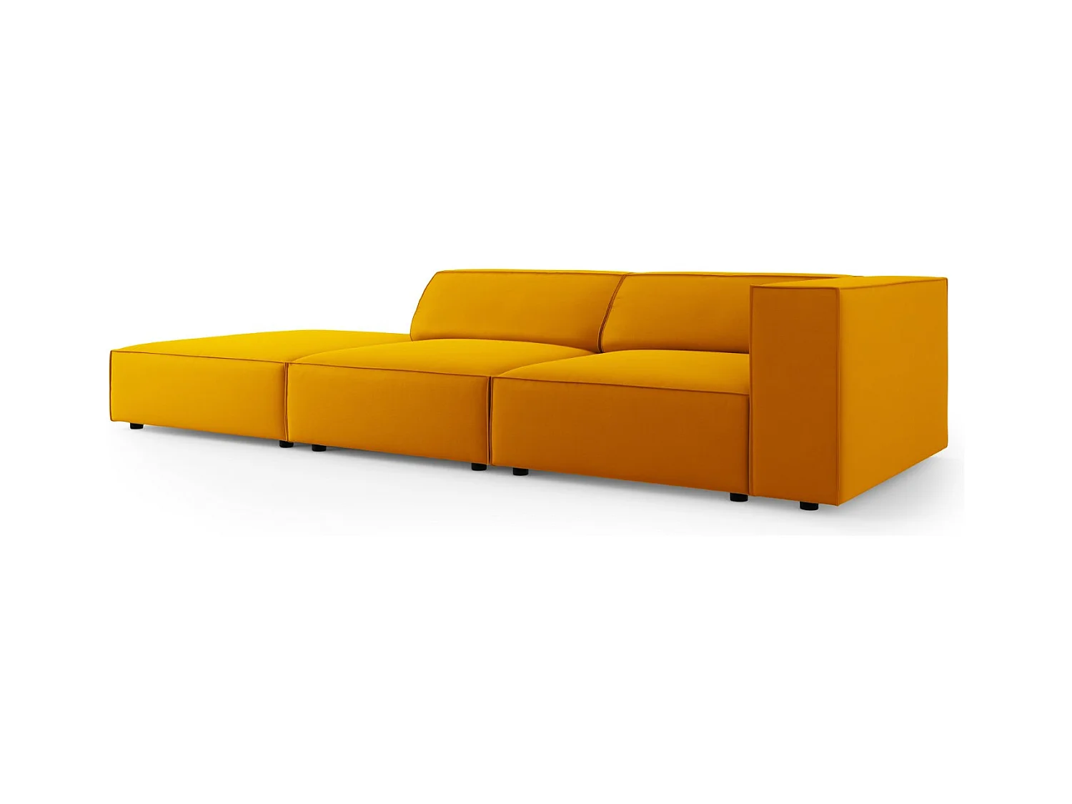 Cosmopolitan Design - Canapé gauche "Arendal" 4 places en velours jaune - 262x102x70cm