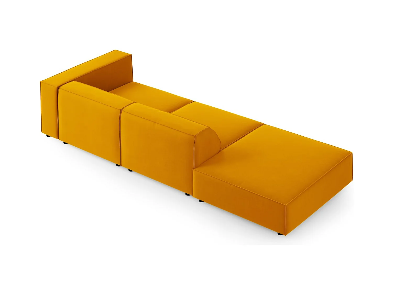 Cosmopolitan Design - Canapé gauche "Arendal" 4 places en velours jaune - 262x102x70cm