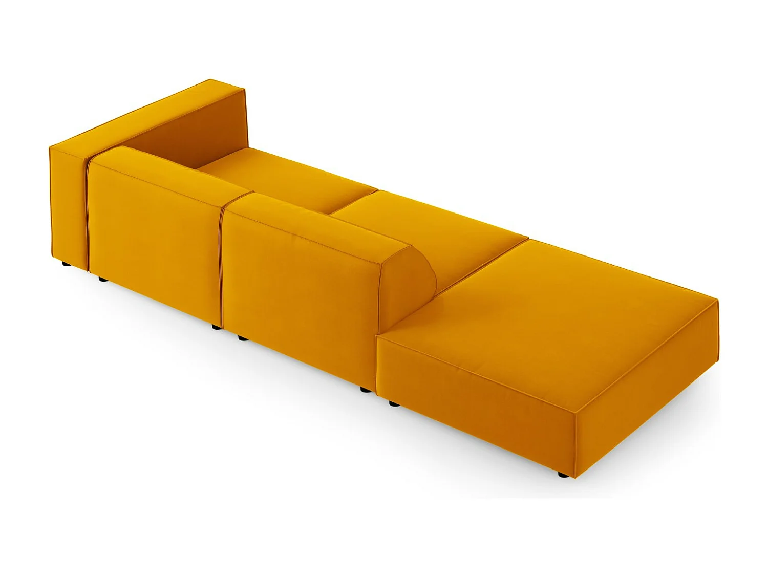 Cosmopolitan Design - Sofá esquerdo "Arendal" 4 lugares em veludo amarelo - 262x102x70cm