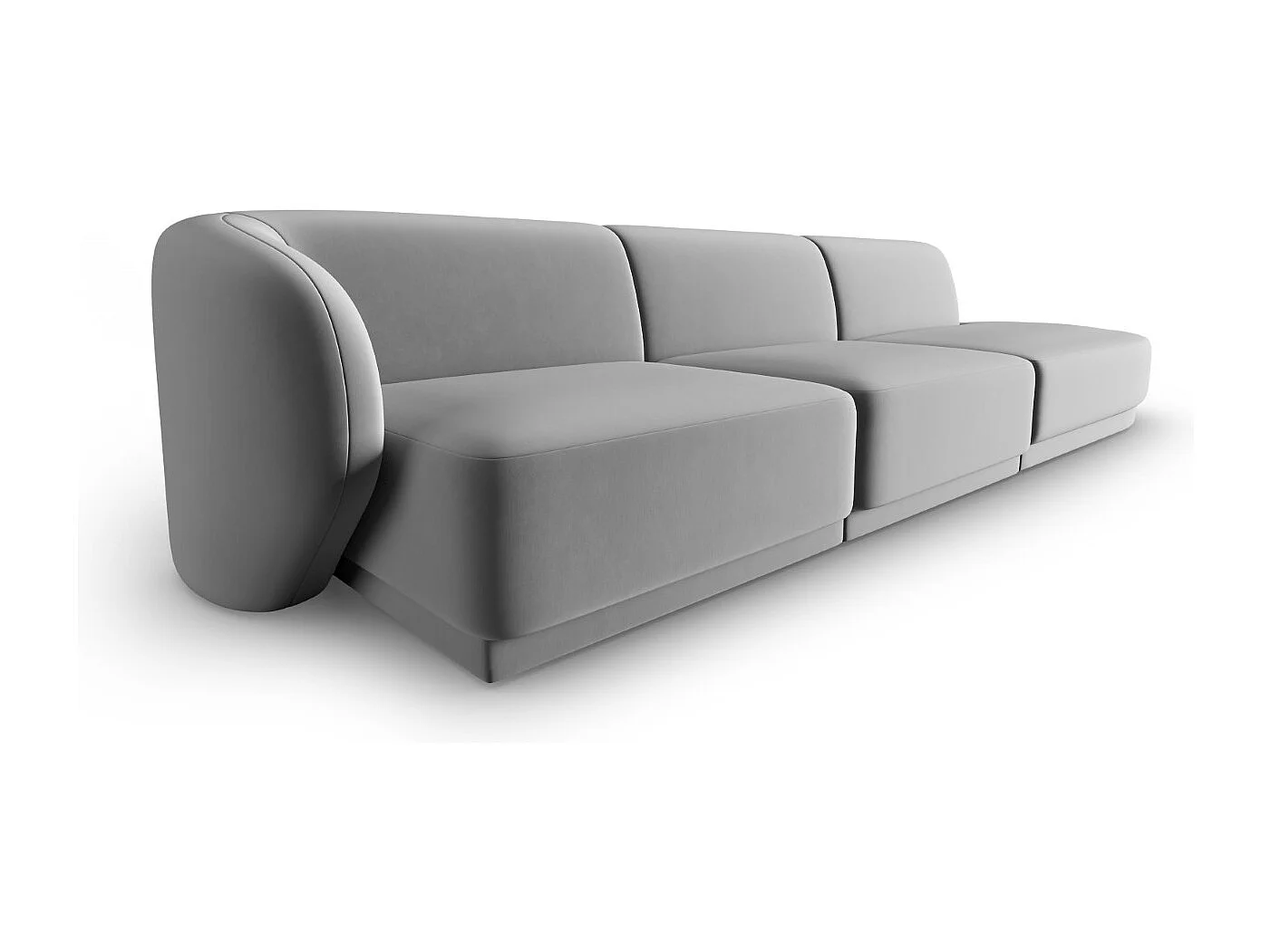 CXL by Christian Lacroix - Canapé modulable droit "Lionel" 4 places en velours gris - 311x93x74cm