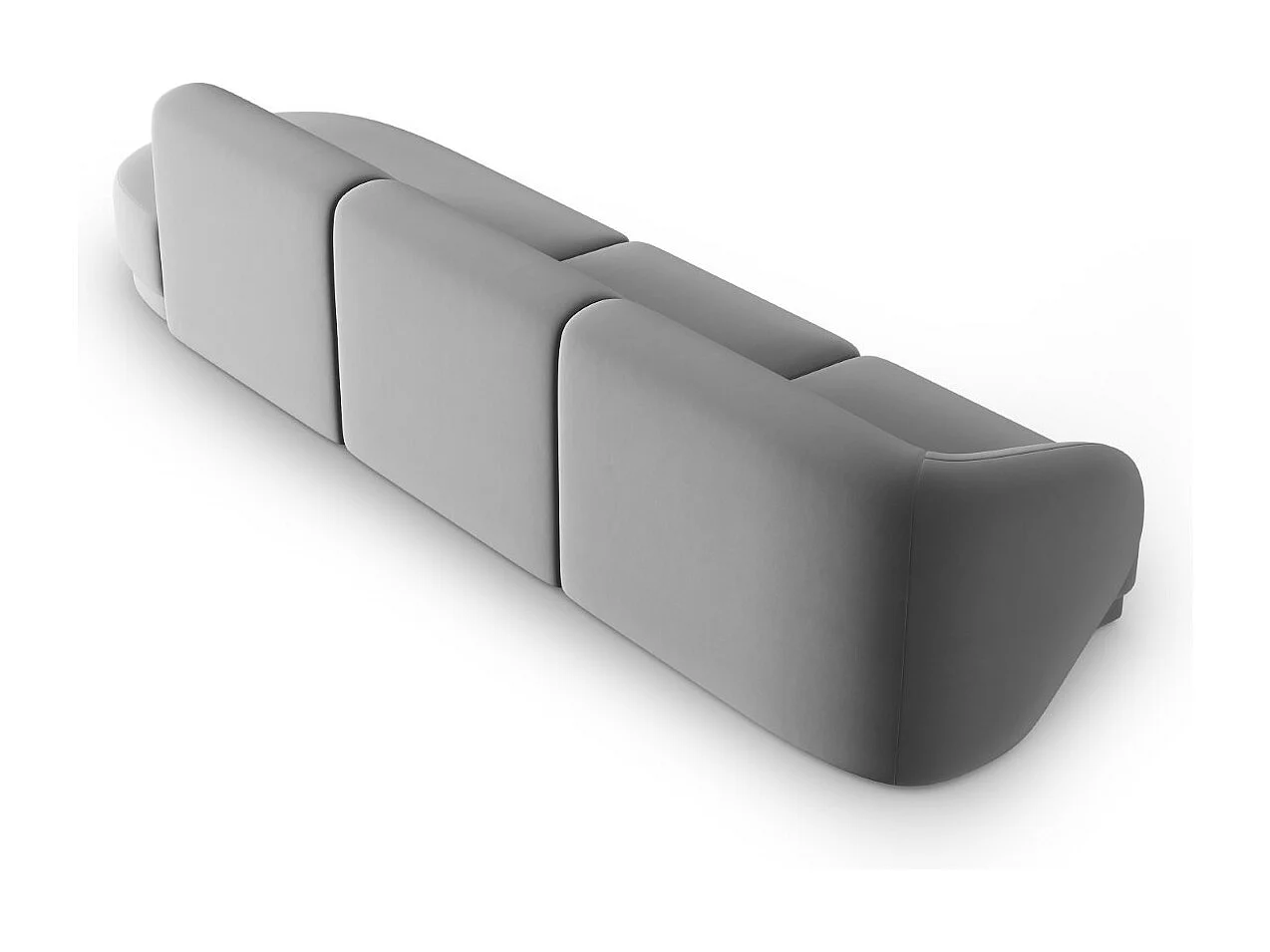 CXL by Christian Lacroix - Canapé modulable droit "Lionel" 4 places en velours gris - 311x93x74cm