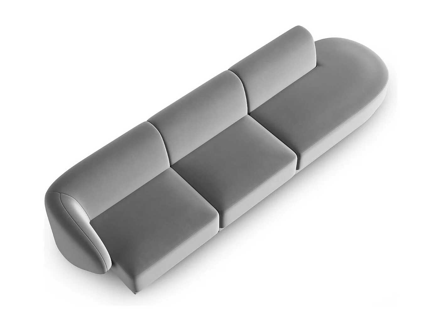 CXL by Christian Lacroix - Canapé modulable droit "Lionel" 4 places en velours gris - 311x93x74cm