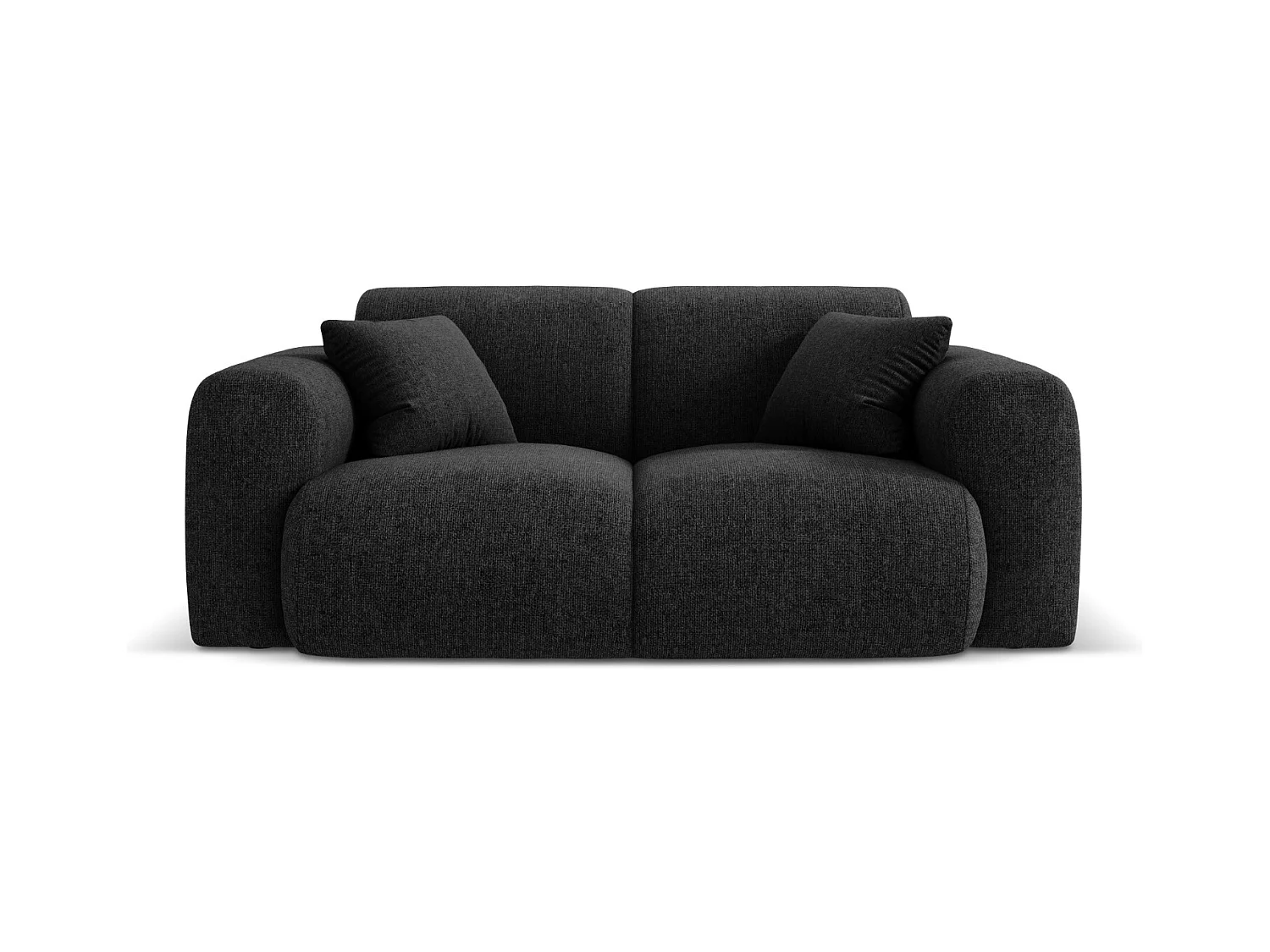 Cosmopolitan Design - Bank "Nolio" 2 zitplaatsen, Chenille, Zwart - 170x95x72cm