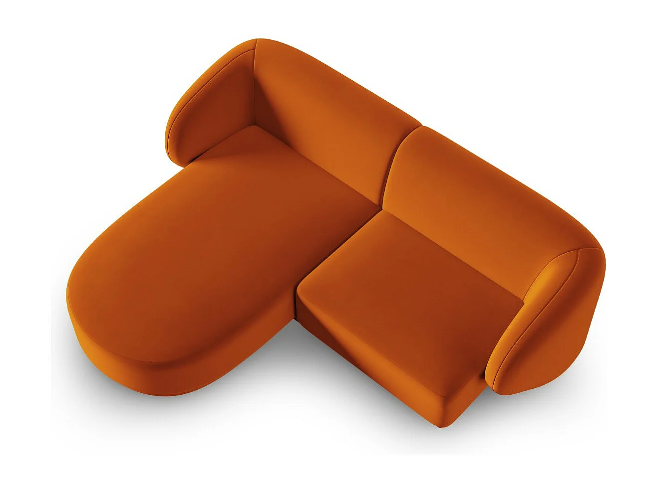 CXL by Christian Lacroix - Modulaire hoekbank links "Lionel" 3 zitplaatsen, Flueel, Terracotta - 188x155x74cm