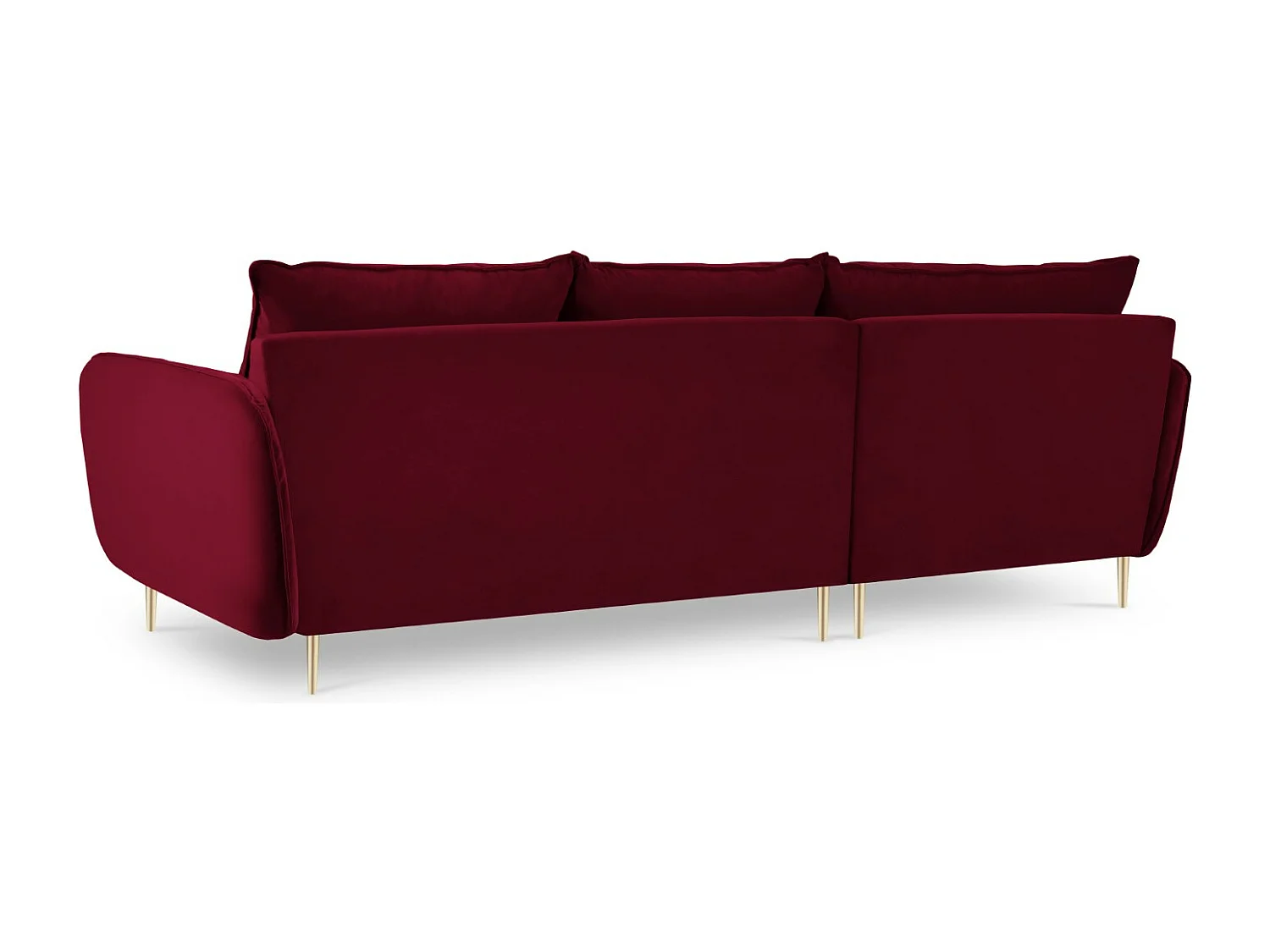 Cosmopolitan Design - Canapé d'angle gauche "Vienna" 5 places en velours rouge - 255x170x95cm