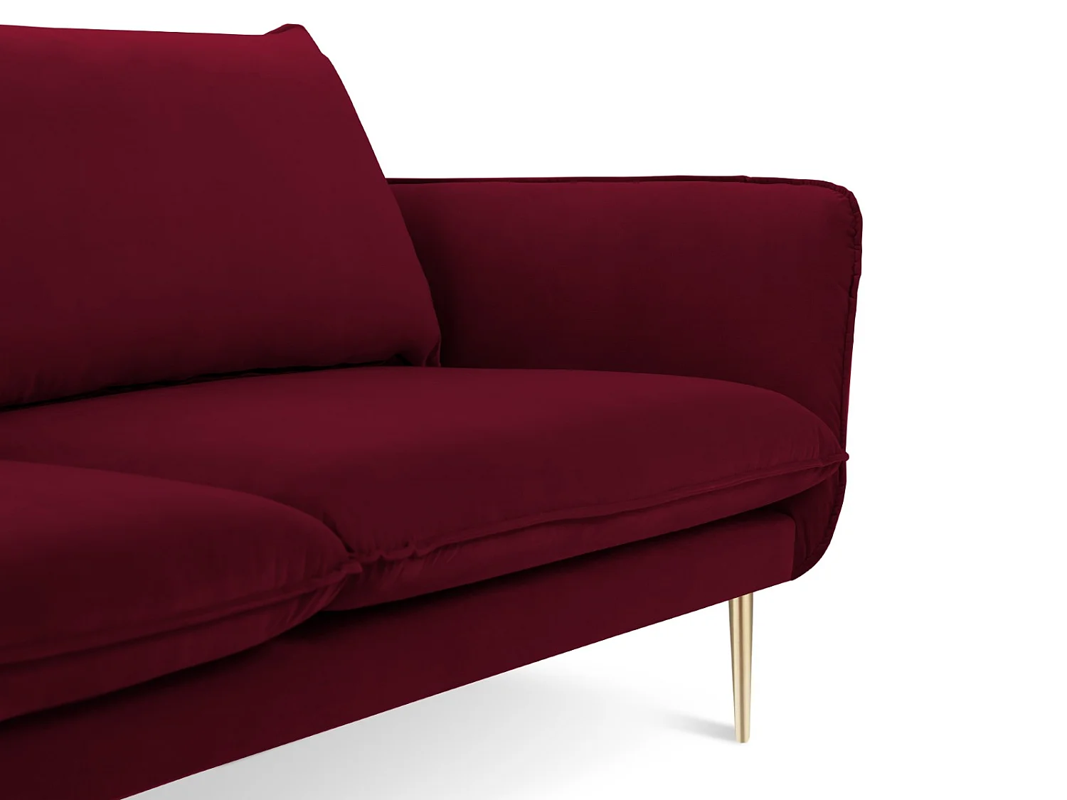 Cosmopolitan Design - Canapé d'angle gauche "Vienna" 5 places en velours rouge - 255x170x95cm
