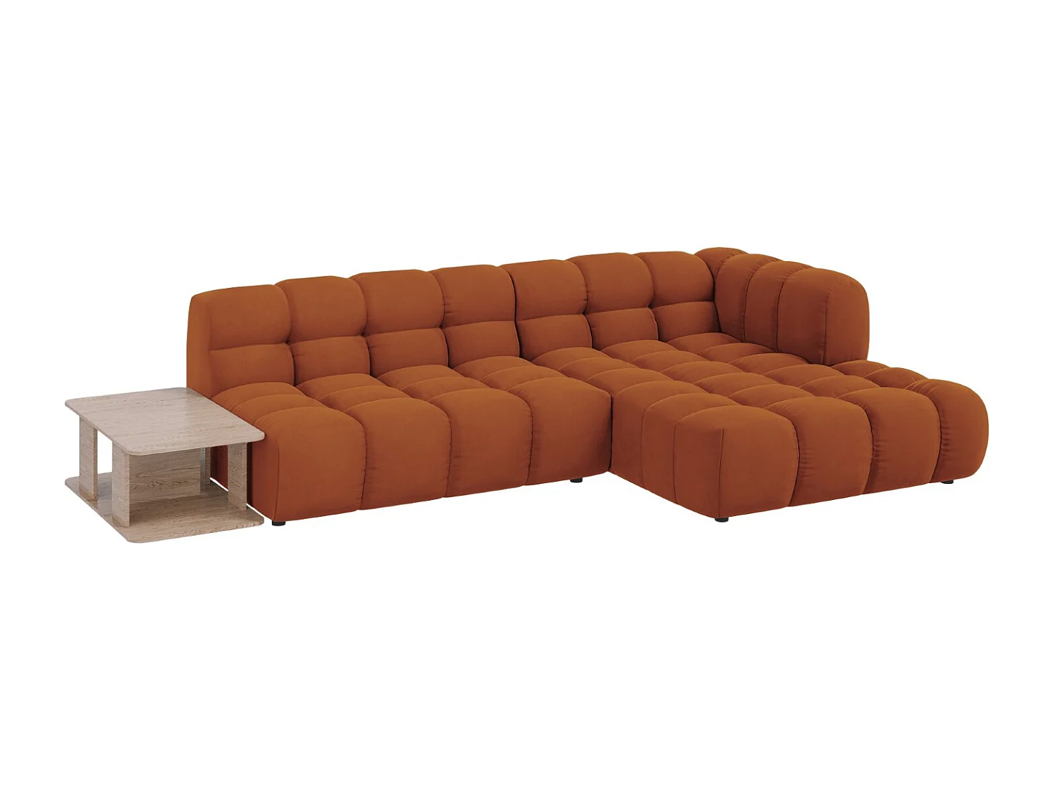 Cosmopolitan Design - Canapé d'angle droit modulable "Sky" 4 places en velours terracotta - 297x162x75cm