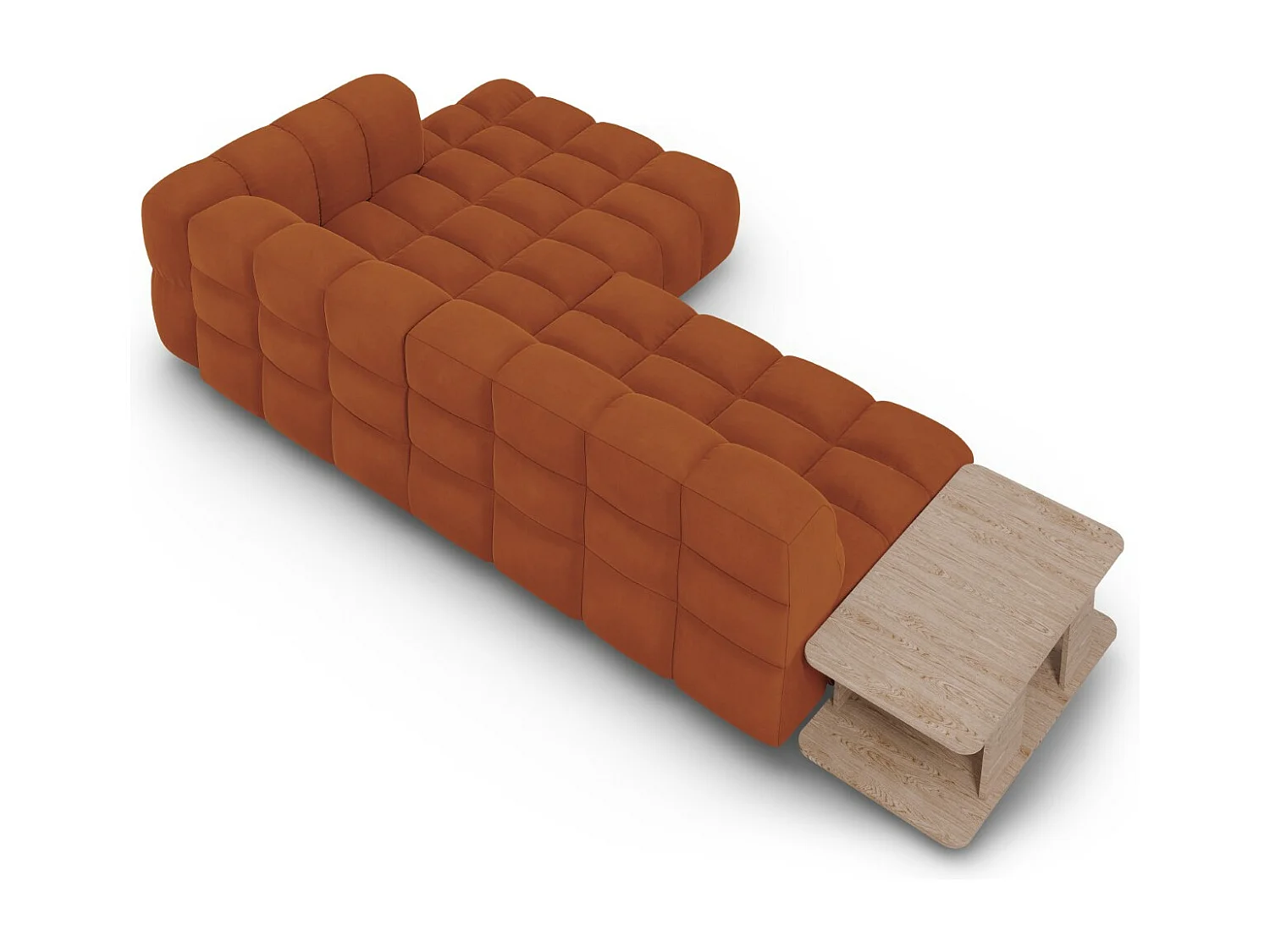 Cosmopolitan Design - Canapé d'angle droit modulable "Sky" 4 places en velours terracotta - 297x162x75cm